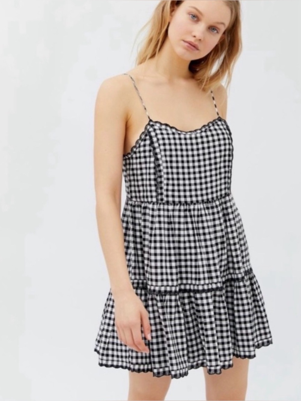 Urban Outfitters black & white gingham mini dress in a S